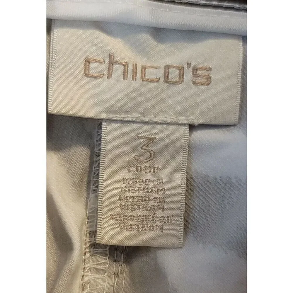 Chico's Size 3 Women's Brown White Animal Print Cargo Capris Pants Size XL t76